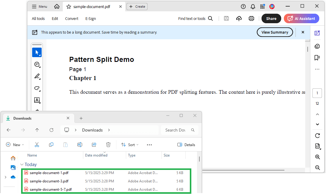 Split PDF by page ranges