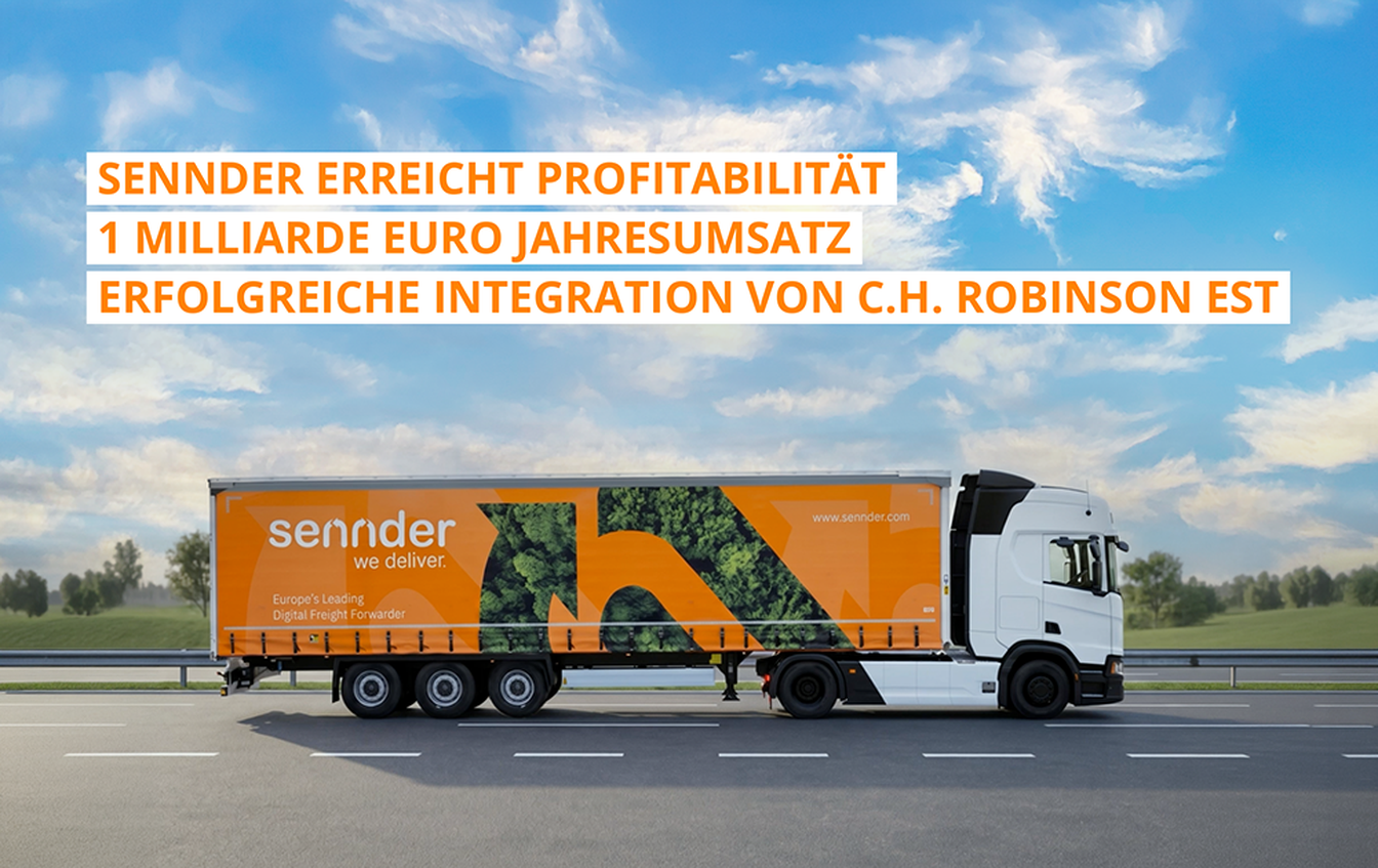 sennder erreicht Profitabilität und wird nach erfolgreicher Integration des europäischen Landtransportgeschäfts von C.H. Robinson einen Jahresumsatz von 1 Milliarde Euro erzielen