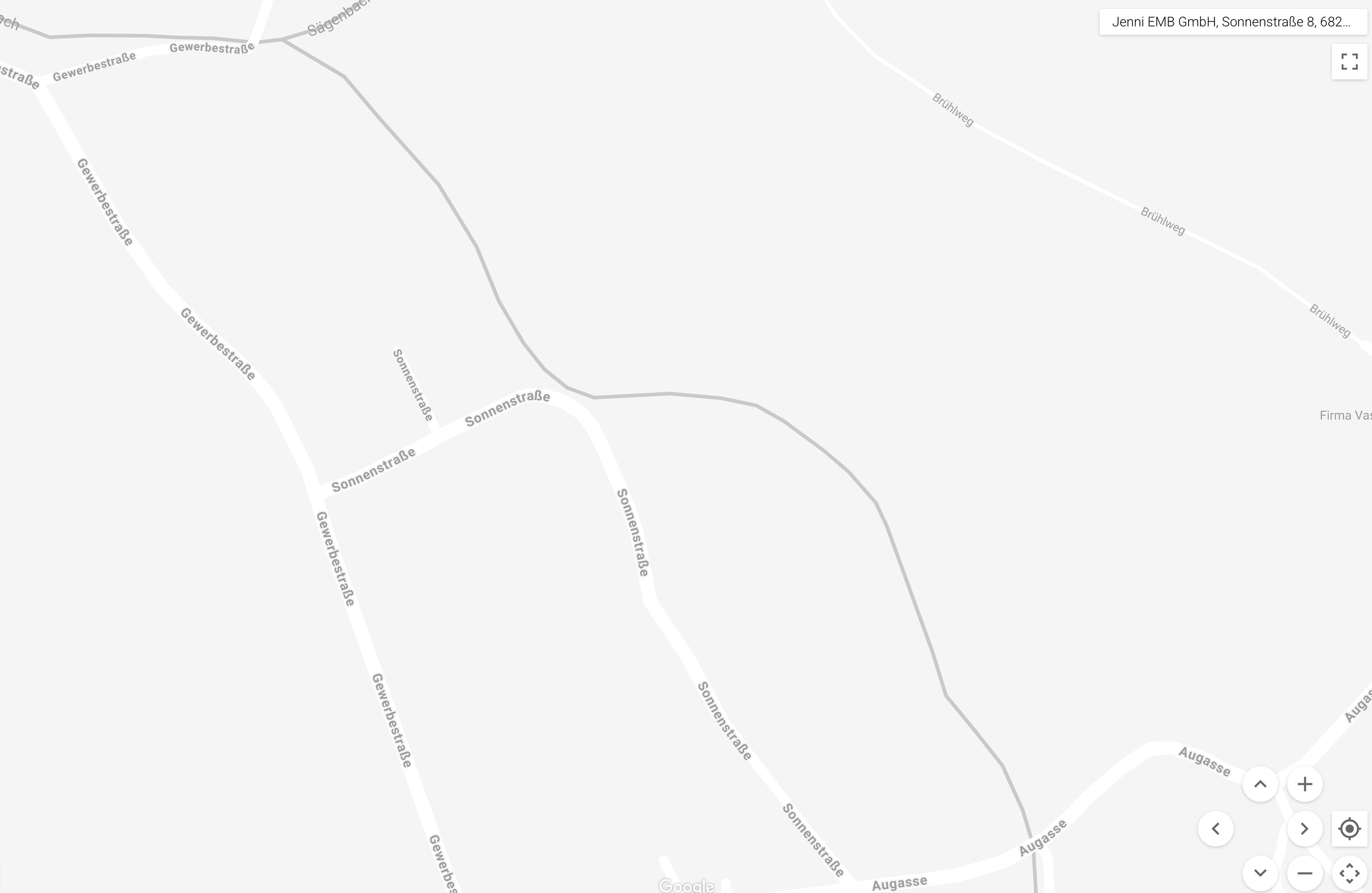 Karte der Sommerstraße und der umliegenden Straßen, einschließlich Gewerbestraße und Auguste, mit einfachem Layout und ohne sichtbare Orientierungspunkte.