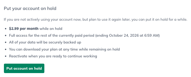 Image: put account on hold