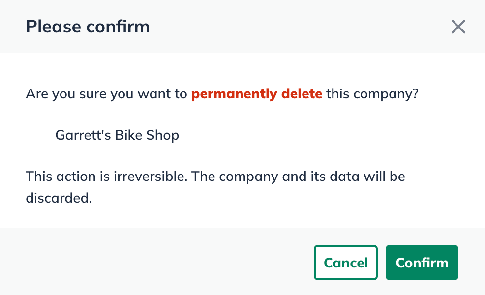 Image: Confirm delete company