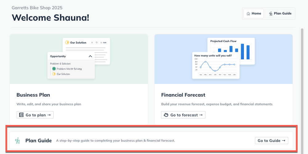 Home Page Guide highlighted