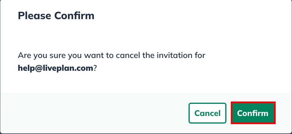 confirm cancel invitation