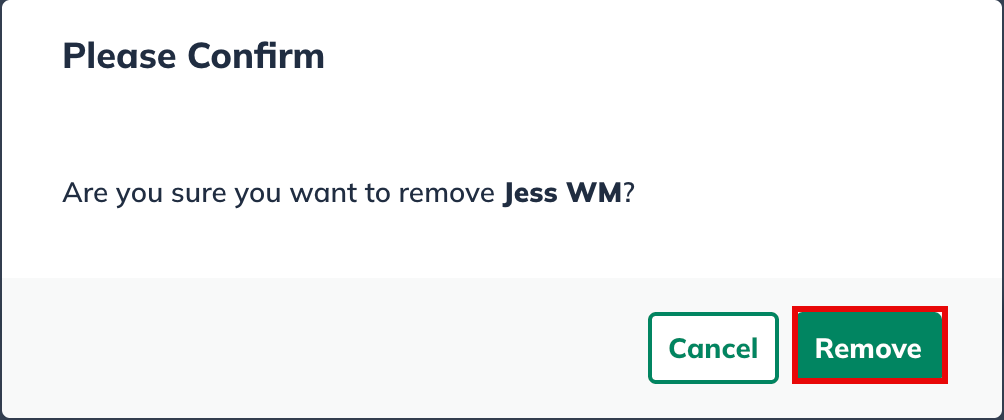 remove user confirmation
