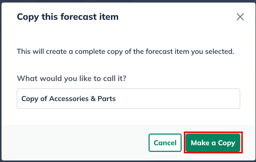 name forecast copy item