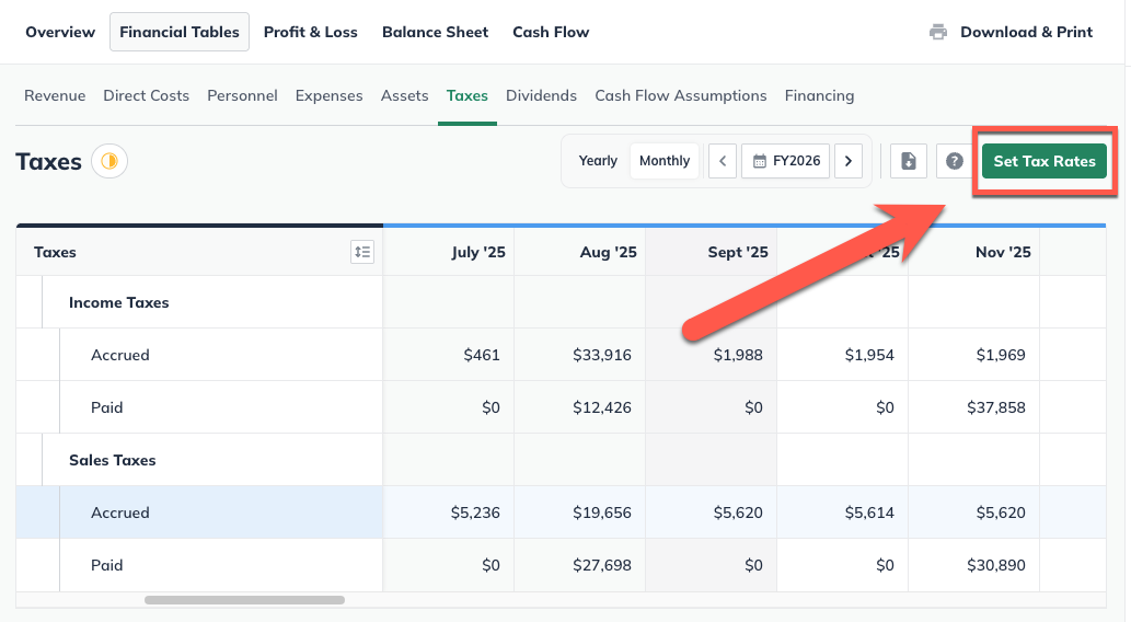 set tax rates highlighted