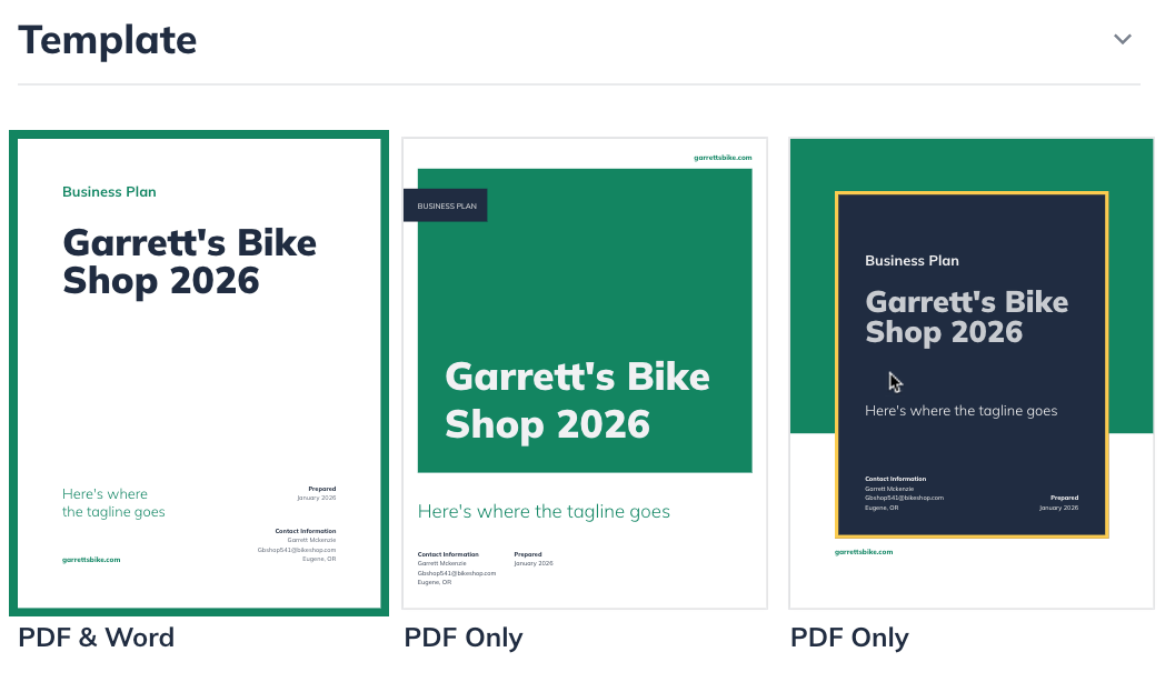 npx template selections