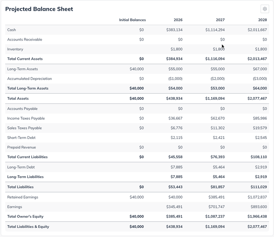 NPE - Plan Balance Sheet