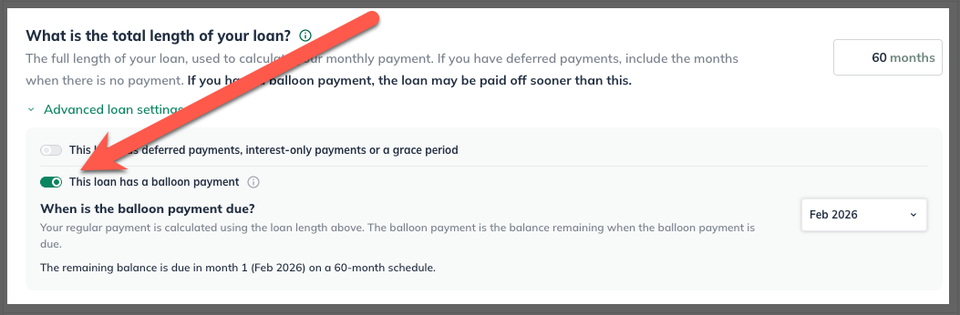 Financing Balloon Loan Enable