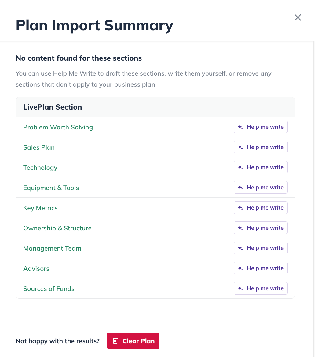 NPE - Plan Import Help Me Write