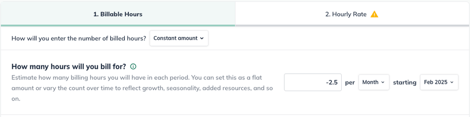billable hours constant amount negative