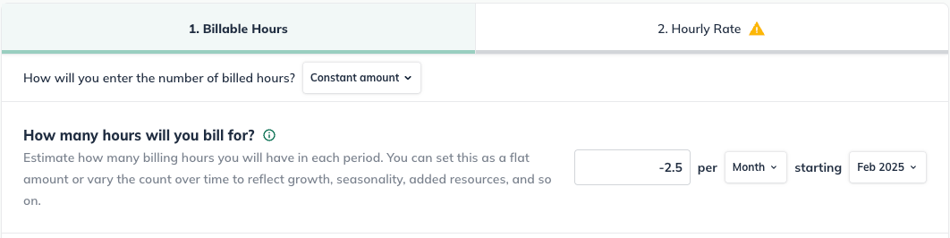 billable hours constant amount negative