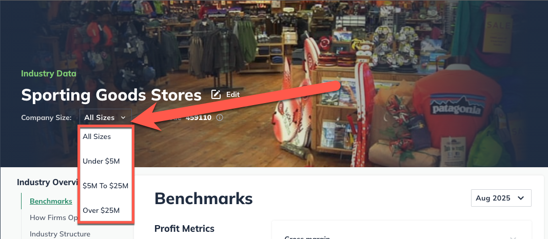 changing the size of your industry dropdown menu shown