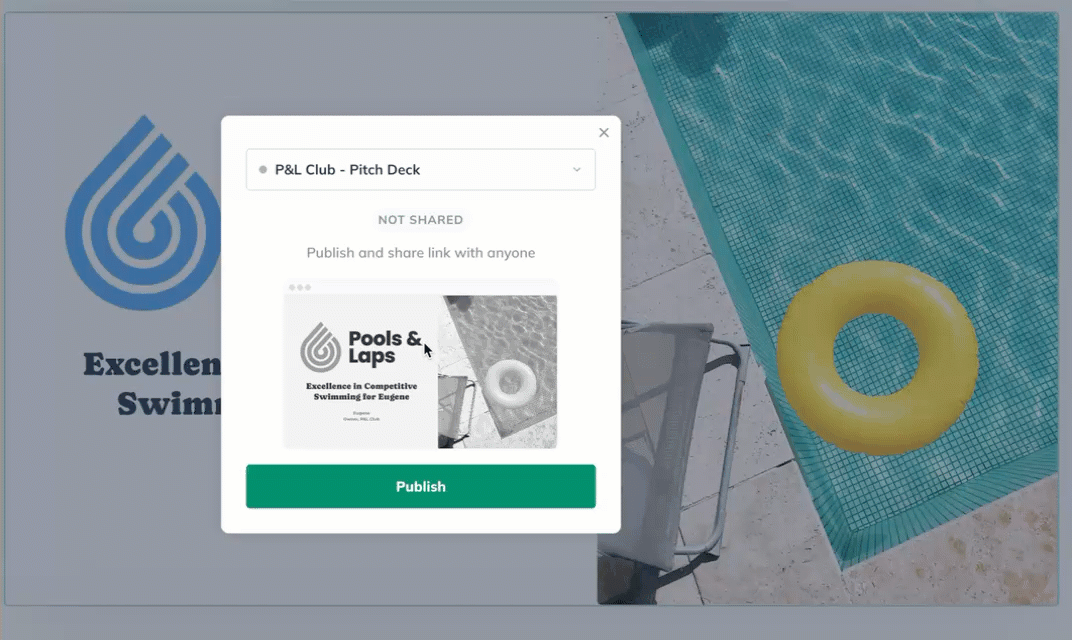 publish pitch deck webpage