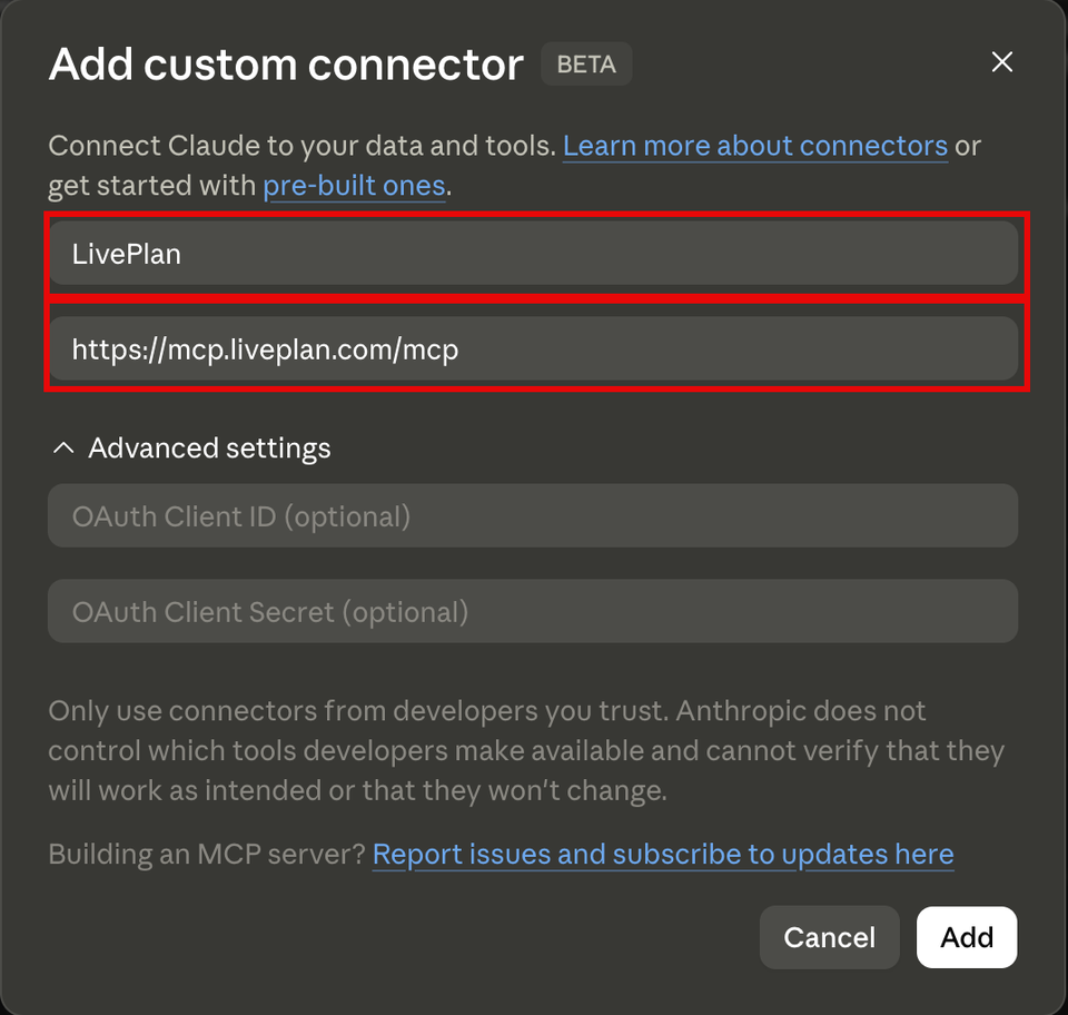 add name and mcp link