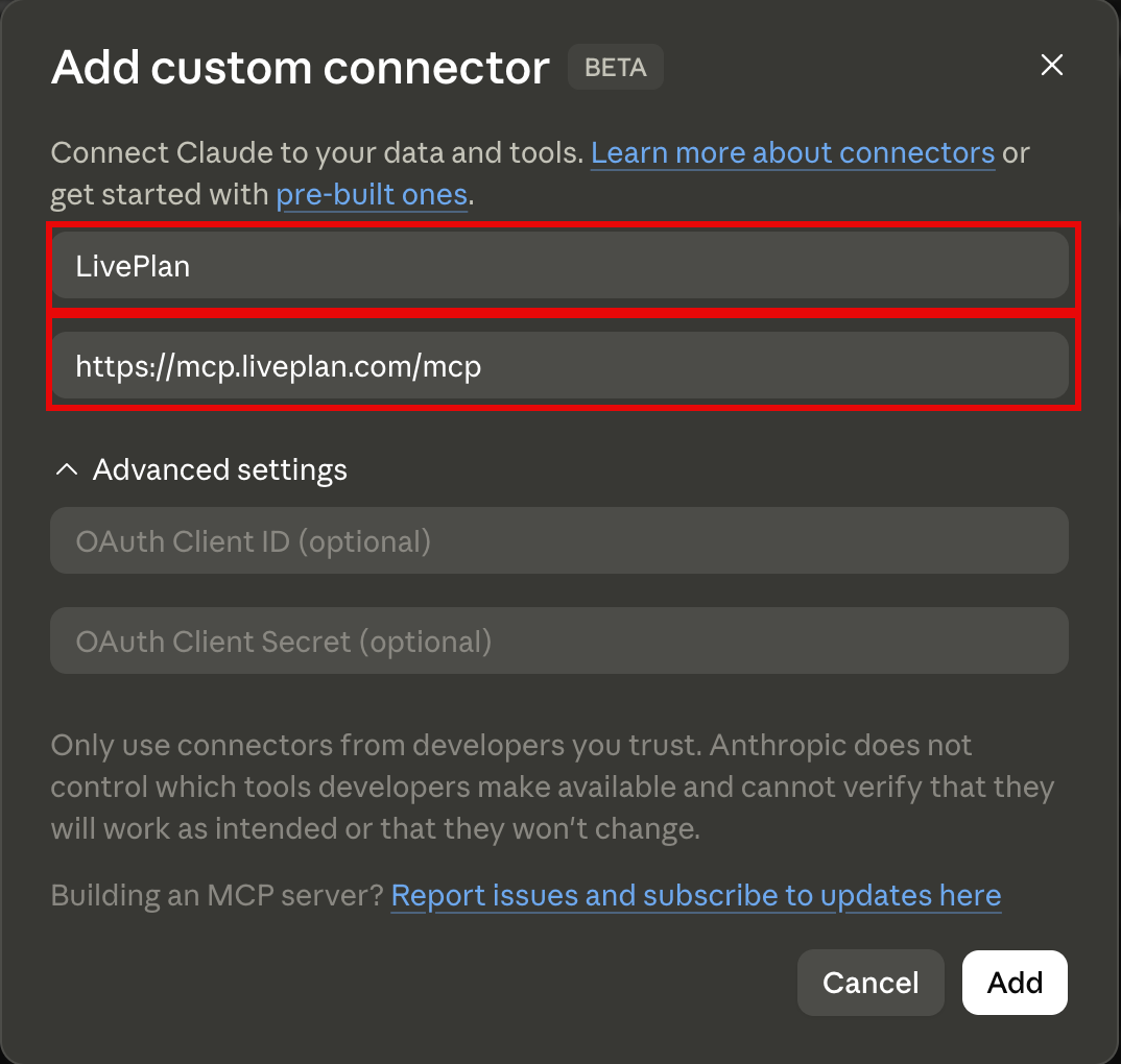 add name and mcp link
