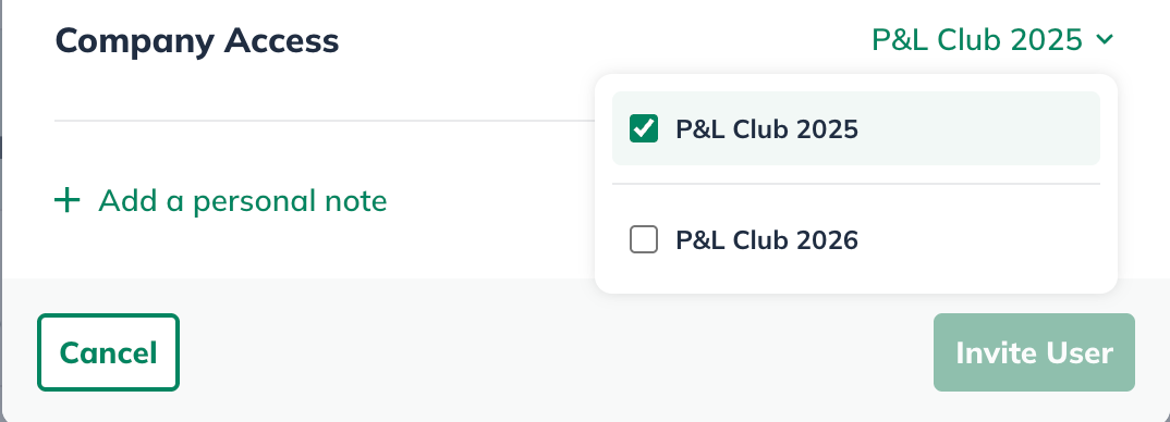 guest invite company selection