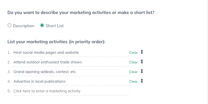 Image: marketing short list