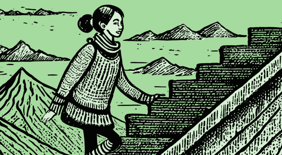 Woman climbing stairs