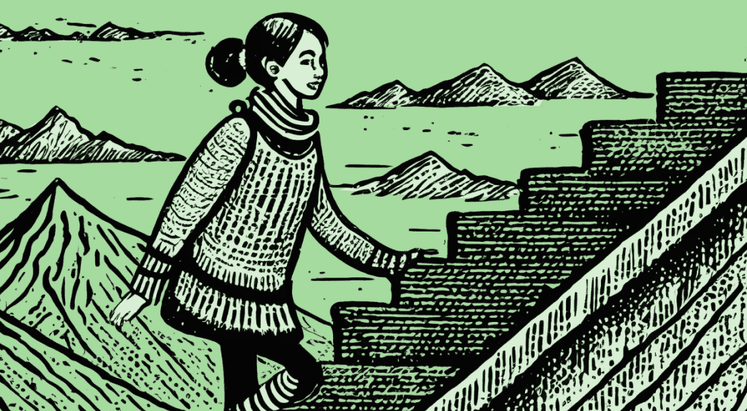 Woman climbing stairs