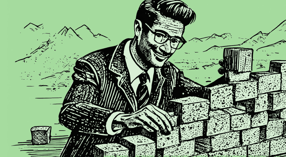 Man stacking bricks