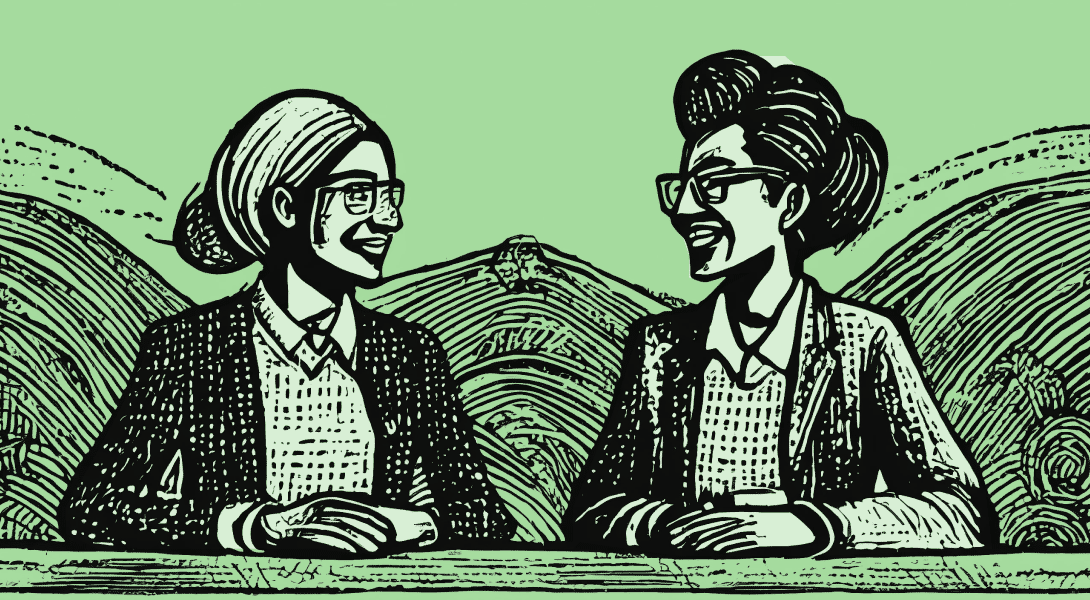 Two professional women talking