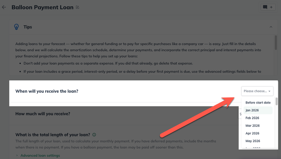 Financing Balloon Loan Received