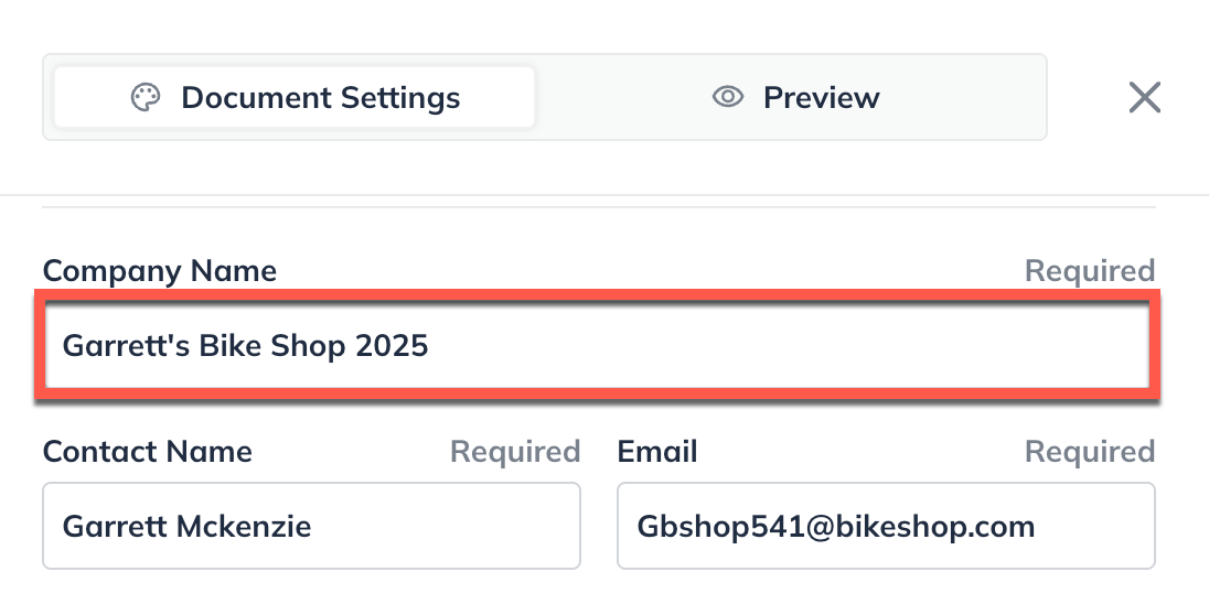 npx company name field