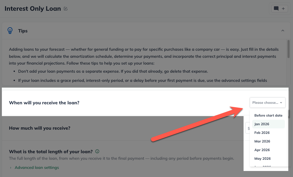Loan select date
