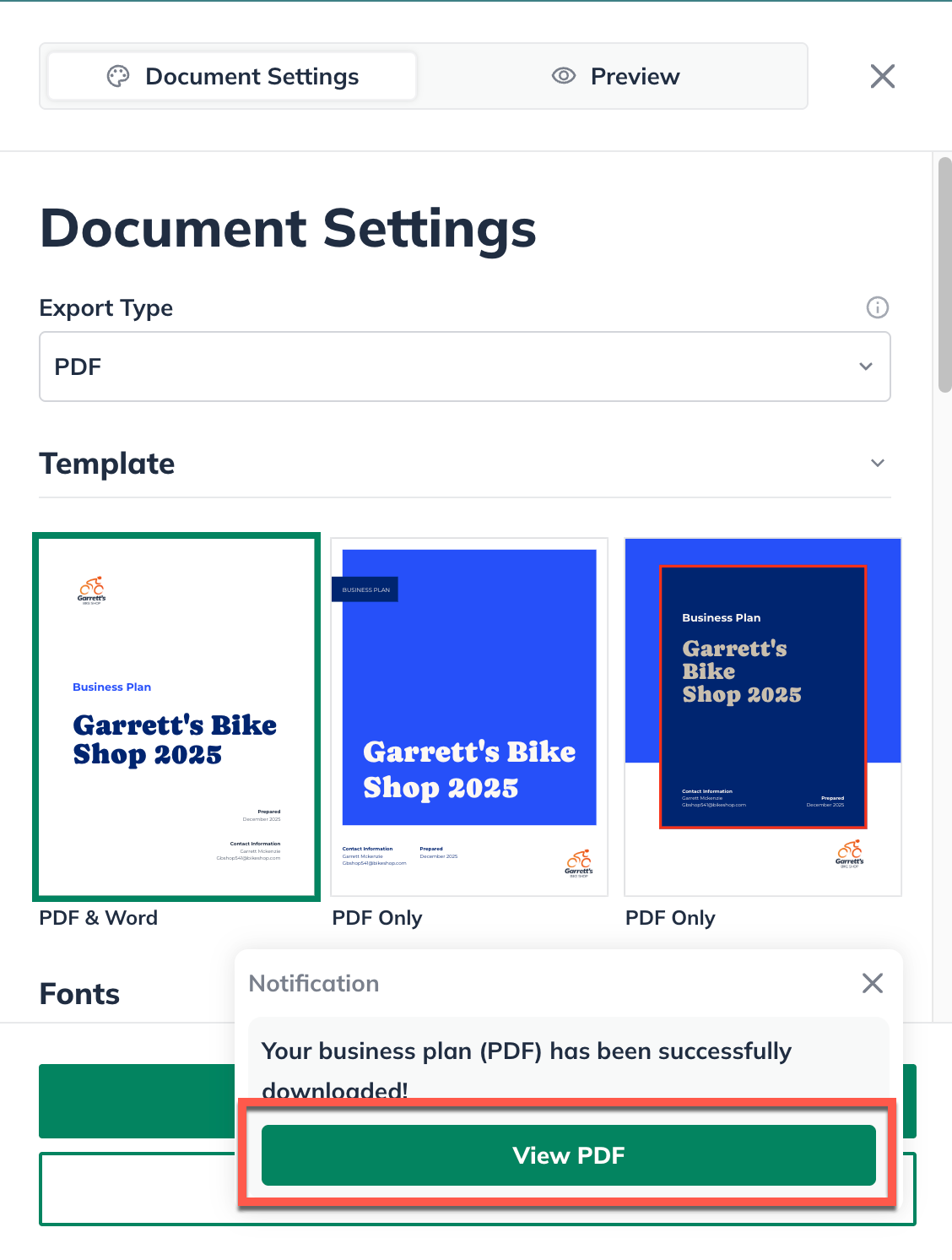 npx PDF download message