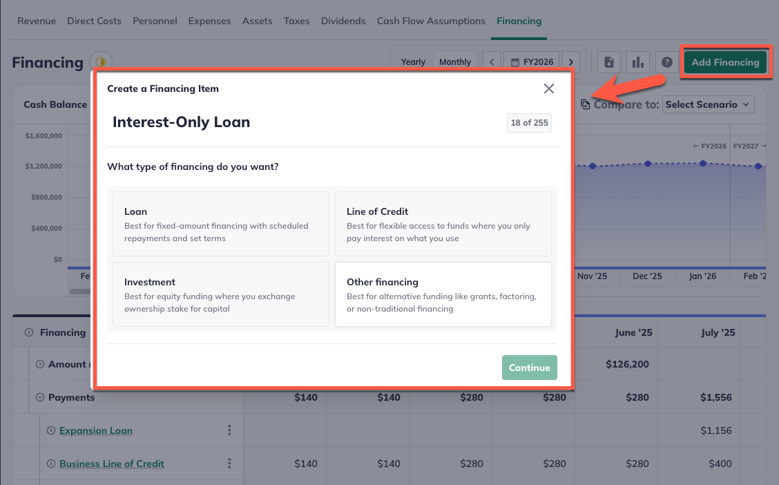 Add Other Financing Add Other Financing