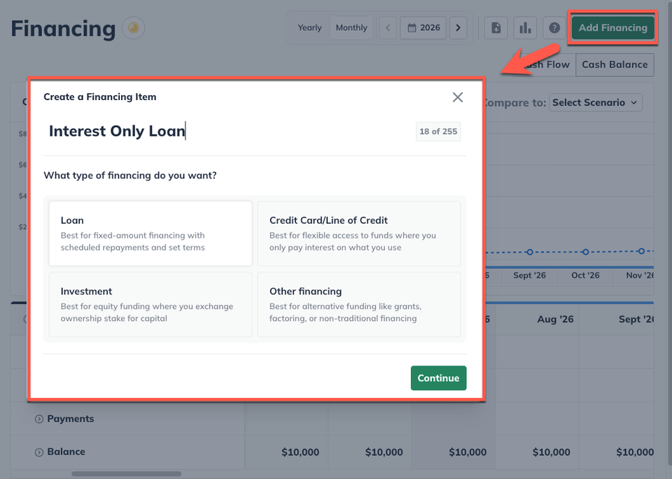 Add Other Financing