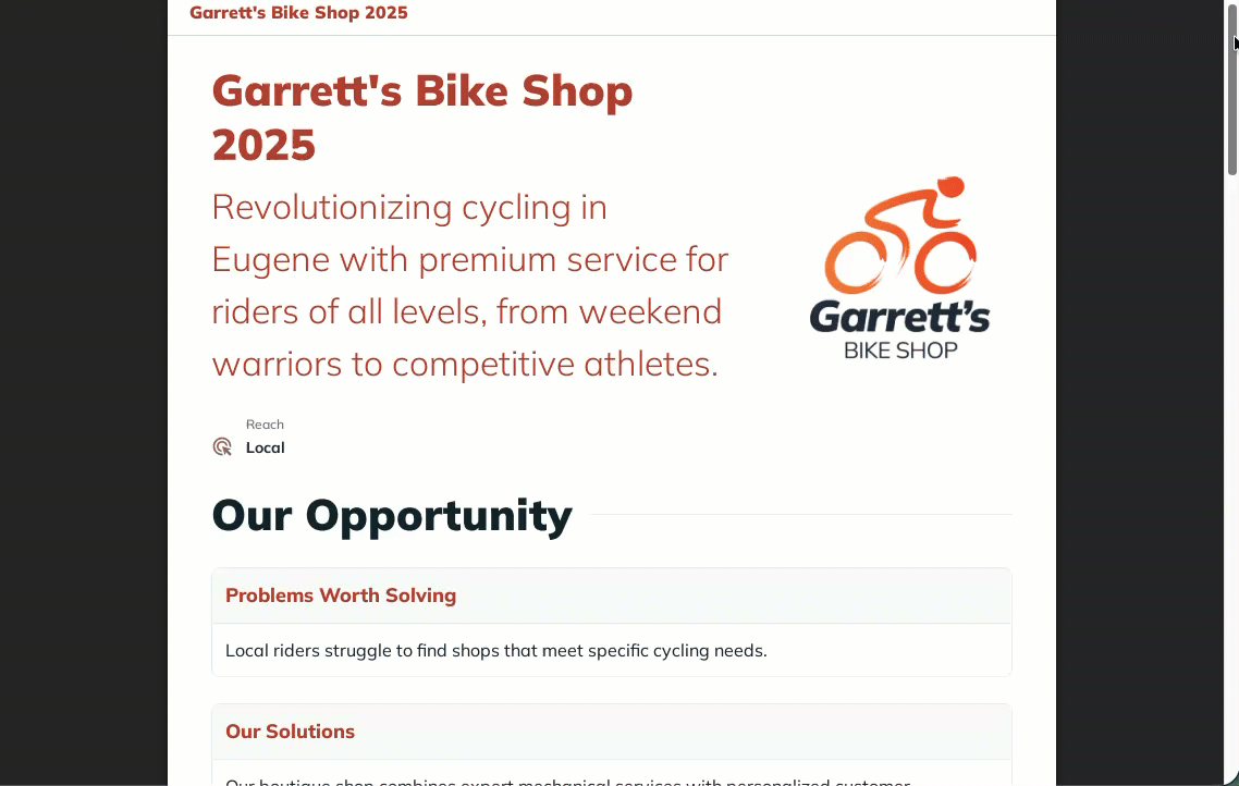 Idea Canvas - Export to PDF preview