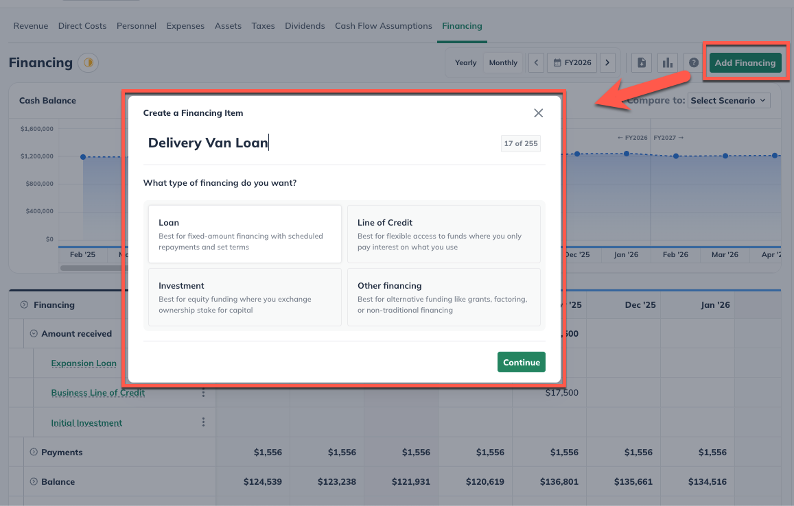 Add Loan Pop Up