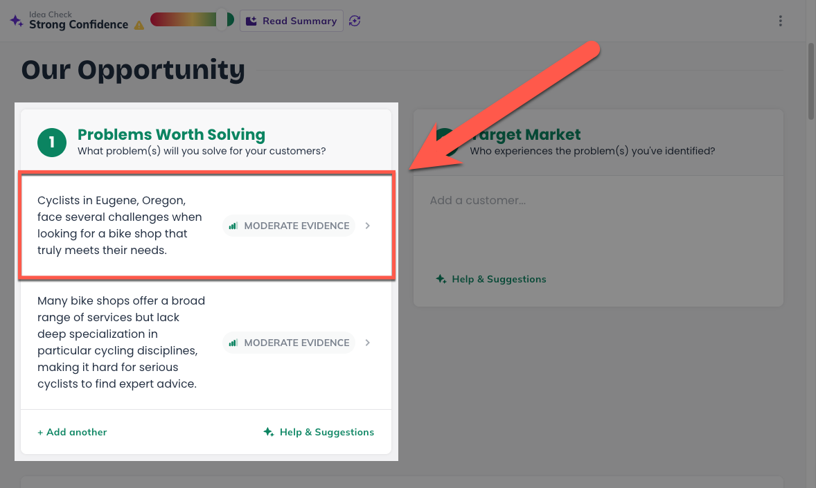 Idea Canvas - Click entry to edit arrow