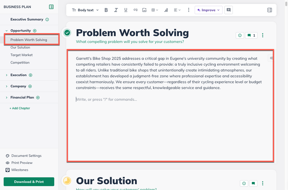 NUX - Edit Text Section Partially filled