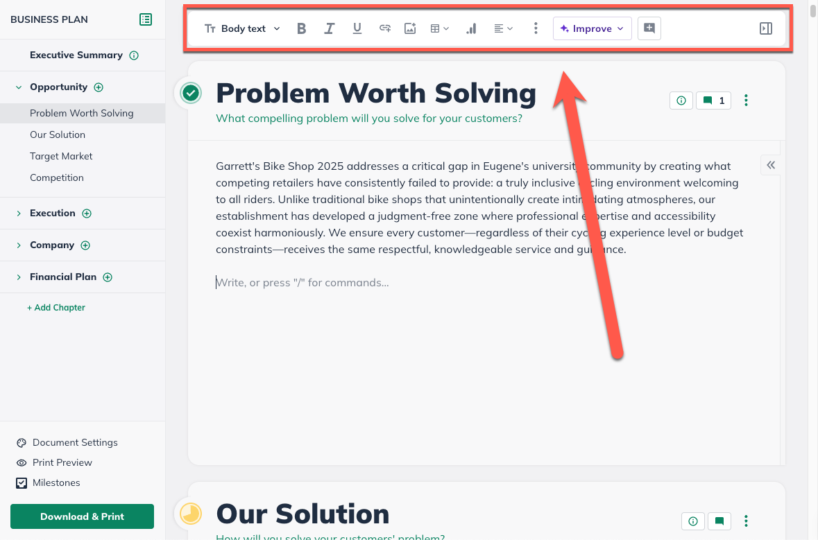 NUX - Text Section Toolbar