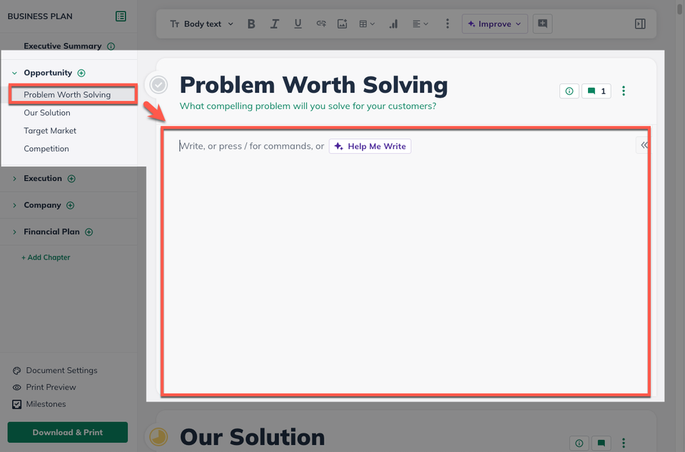 NUX - Editing a section blank