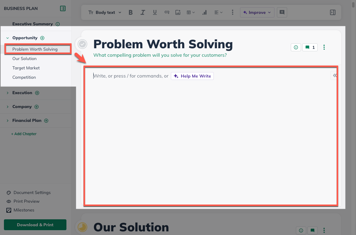 NUX - Editing a section blank