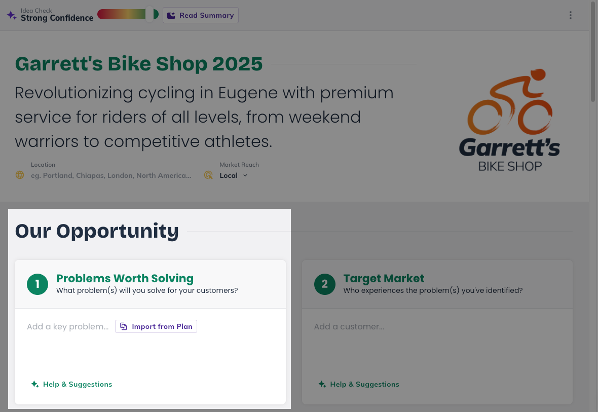 Idea Canvas - Problems worth solving highlighted