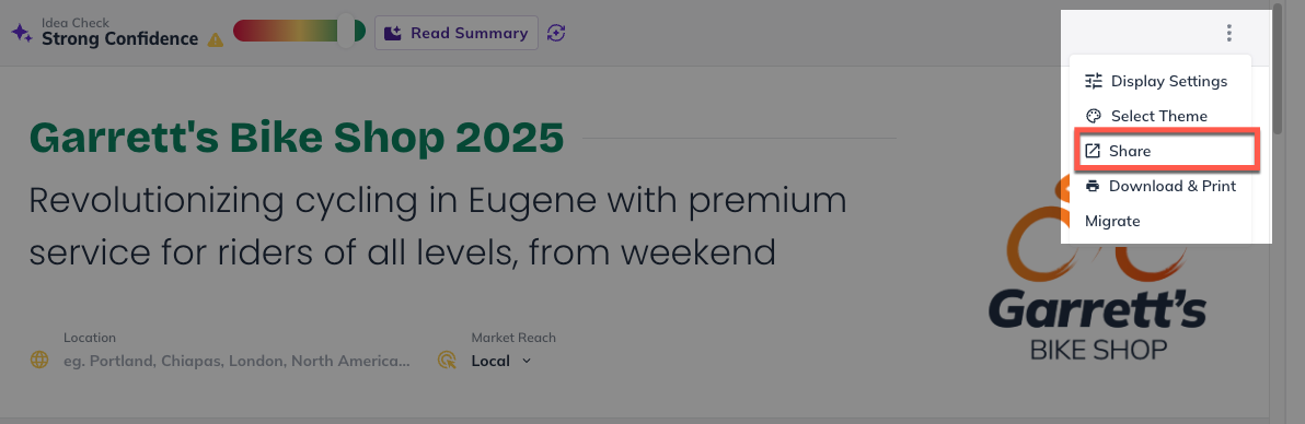 Idea Canvas - Share Via Web Link