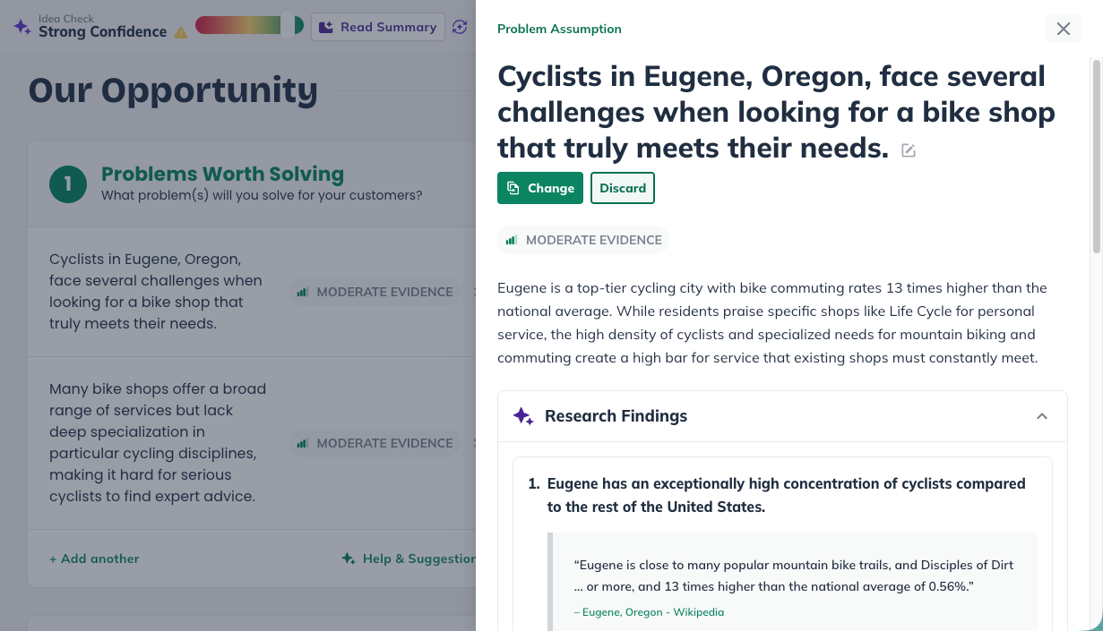 Idea Canvas - Evidence Panel