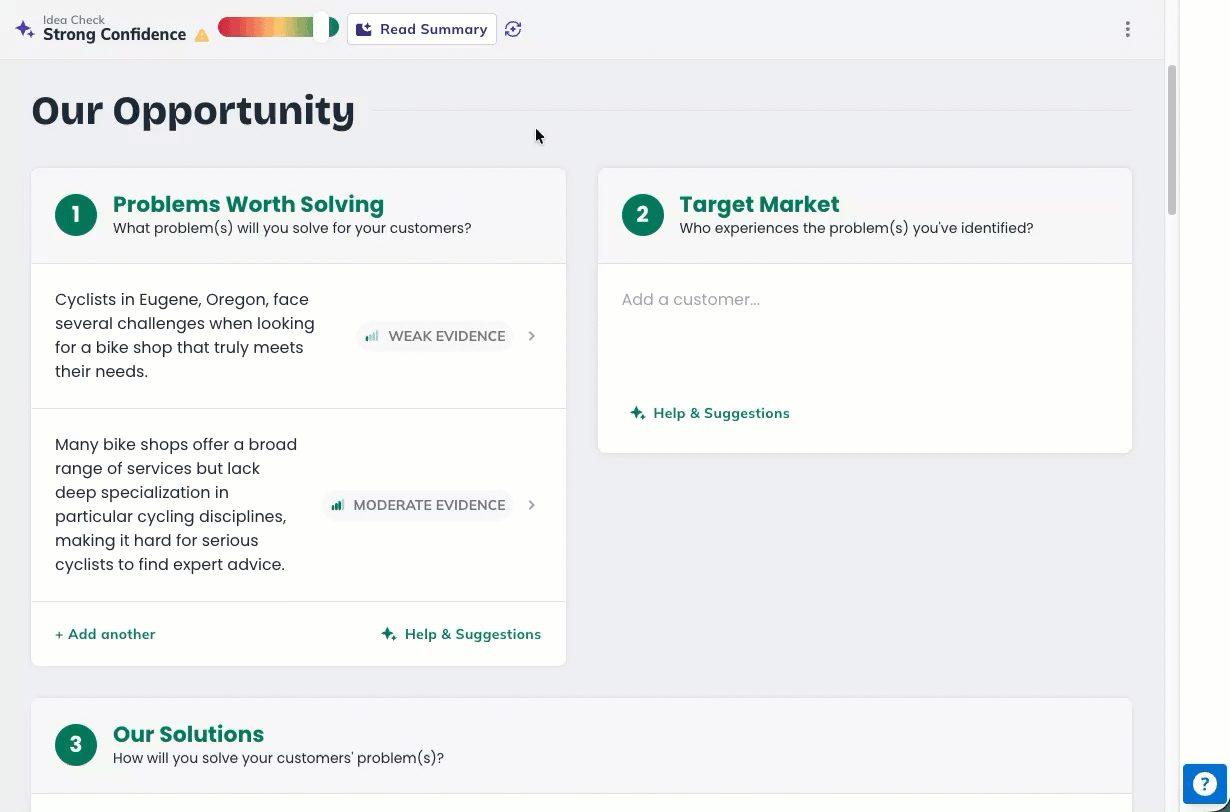 Idea Canvas - Edit reorder delete