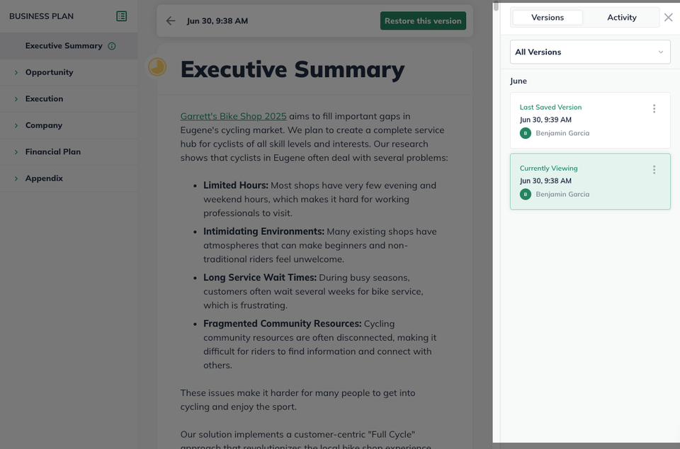 NPE - Version History View