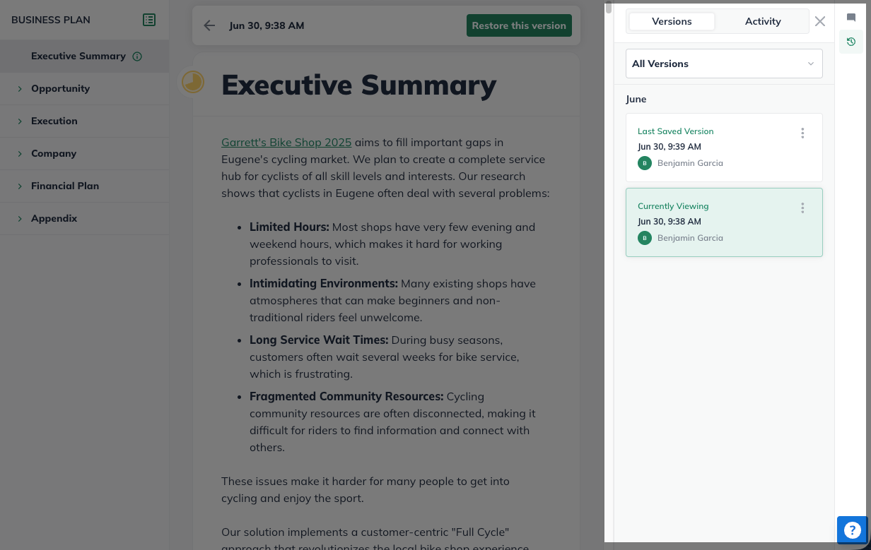 NPE - Version History View