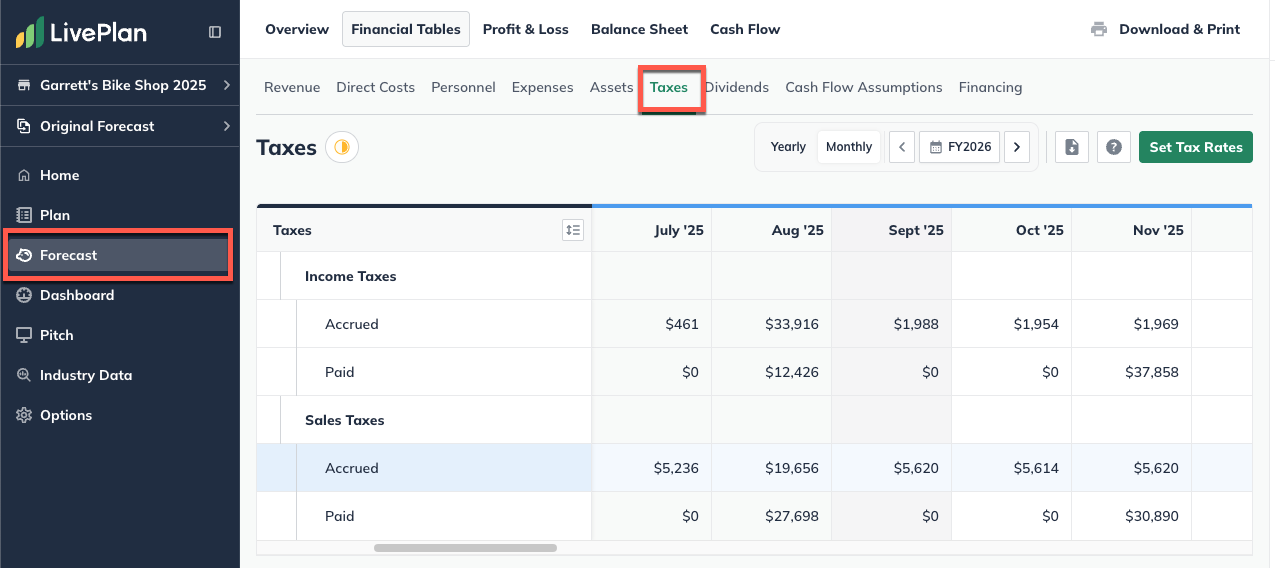forecast-to-taxes 2025