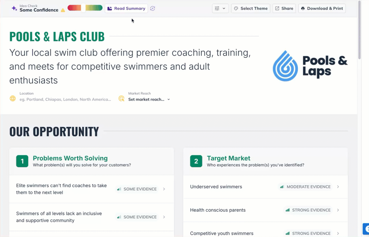 find your way around liveplan idea canvas