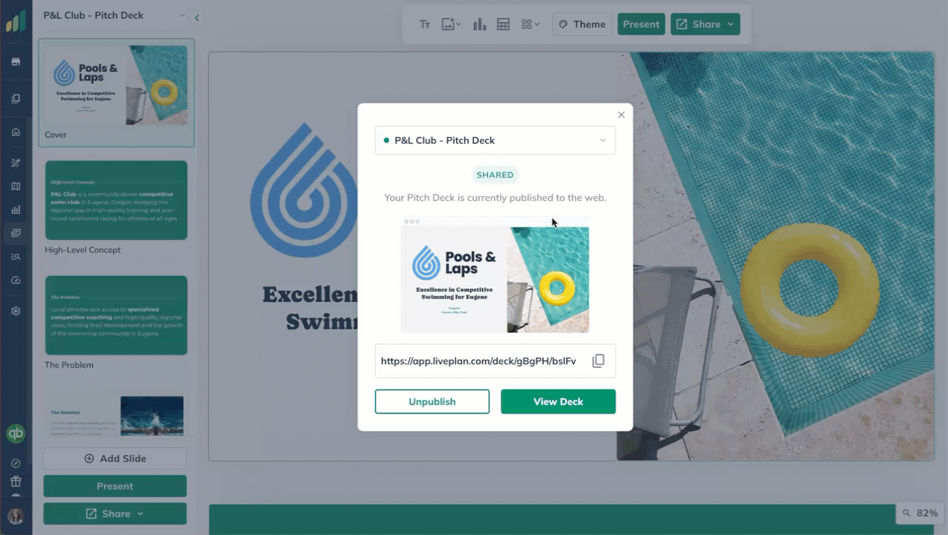 viewing pitch deck webpage