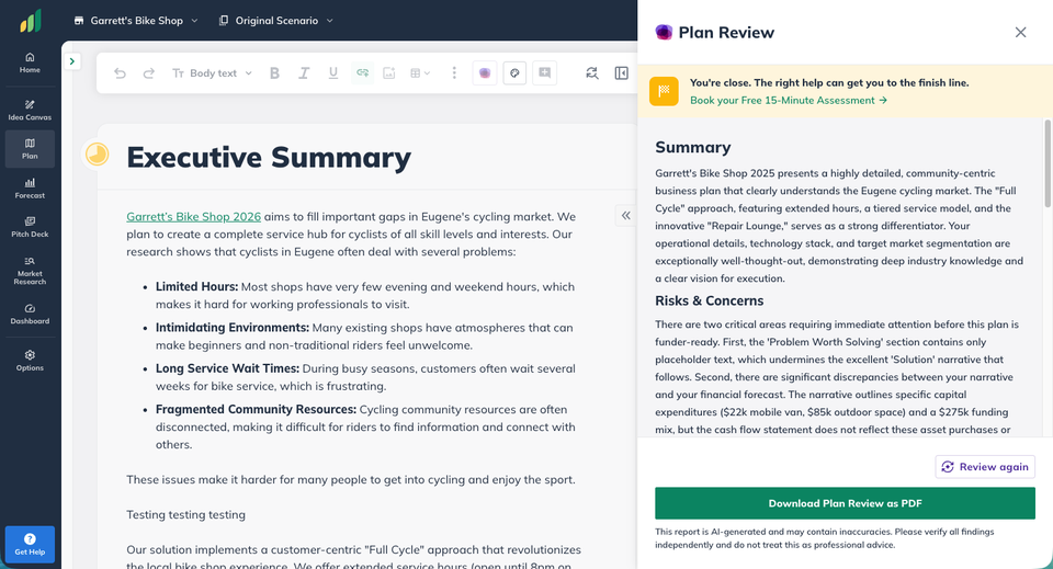 NUX Plan Section Completed Review