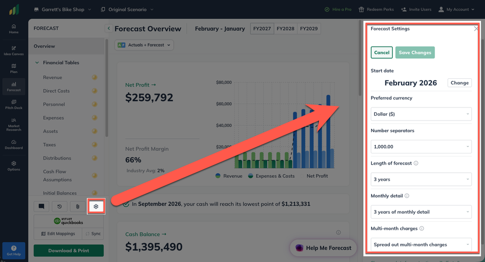 Forecast Options Arrow